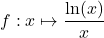 Rendered by QuickLaTeX.com f: x\mapsto \dfrac{\ln(x)}{x}