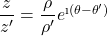 Rendered by QuickLaTeX.com \dfrac{z}{z'}=\dfrac{\rho}{\rho '}e^{\i(\theta-\theta')}