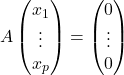 Rendered by QuickLaTeX.com A \begin{pmatrix} x_1\\\vdots\\x_p \end{pmatrix}=\begin{pmatrix} 0\\\vdots\\0 \end{pmatrix}