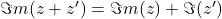Rendered by QuickLaTeX.com \Im m(z+z')=\Im m(z)+\Im(z')