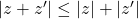 Rendered by QuickLaTeX.com |z+z'|\le |z|+|z'|