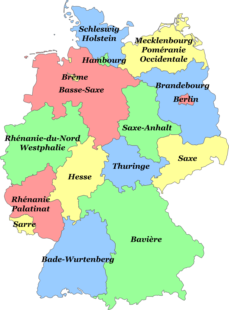 Voici une carte des 16 Länder allemands