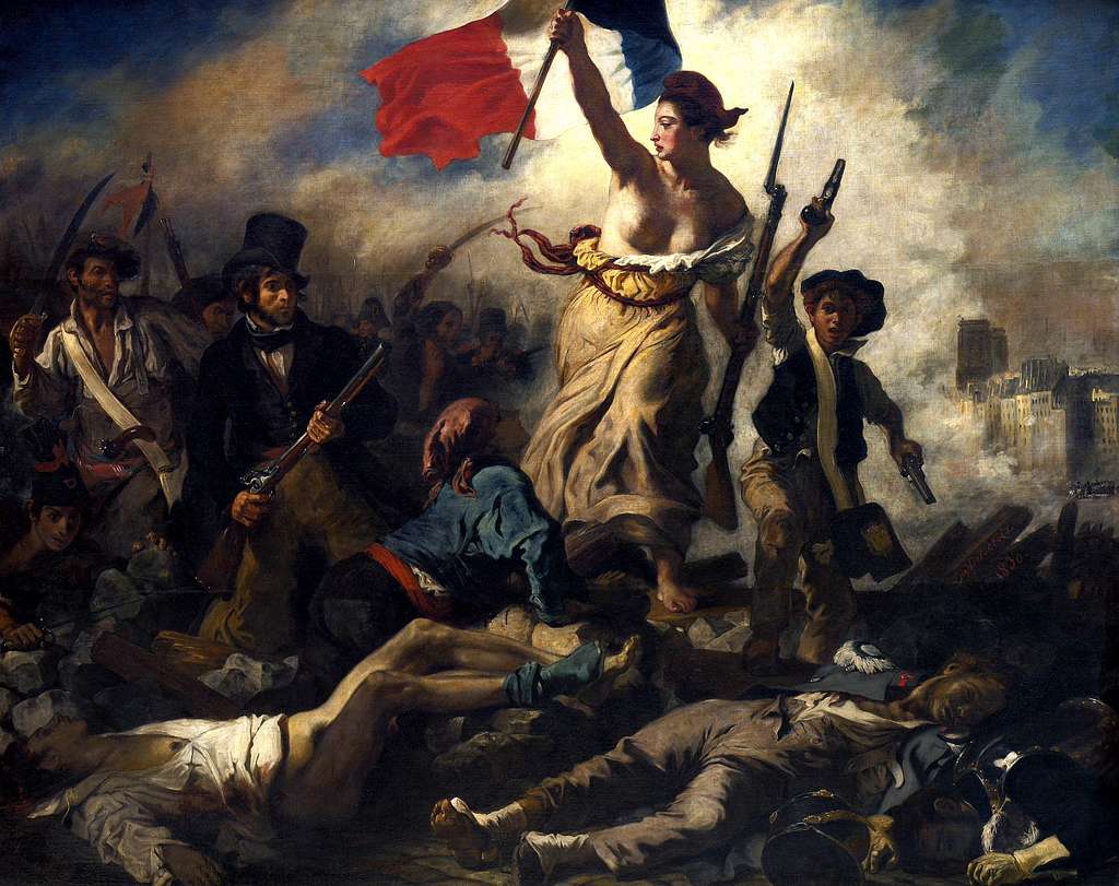 La Liberté brandissant fièrement le drapeau français !