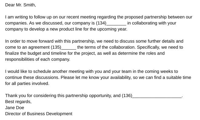 toeic part 6 lettres