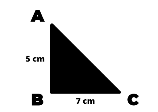 Détermine l’aire du triangle ABC, rectangle en B !