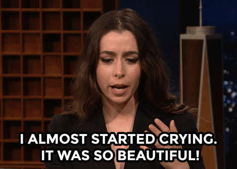 Cristin Milioti (en interview) disant qu'elle « a presque pleuré. C'était tellement beau ! ».