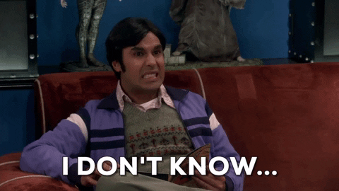 Rajesh (Big Bang Theory) disant « Je ne sais pas »