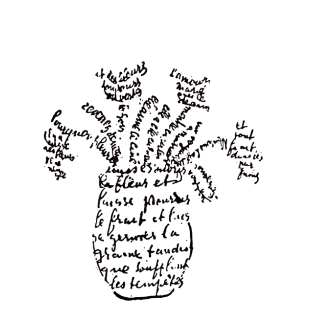 Calligramme d'Apollinaire en forme de bouquet de fleurs