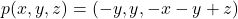 p(x,y,z)=(-y,y,-x-y+z)