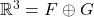 \mathbb{R}^3=F\oplus G