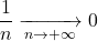 \displaystyle\frac{1}{n}\xrightarrow[n\to+\infty]{}0