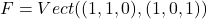 F = Vect((1,1,0), (1,0,1))