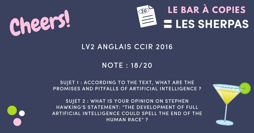 Corrigé de LV2 Anglais CCIR 2016 noté 18/20 
