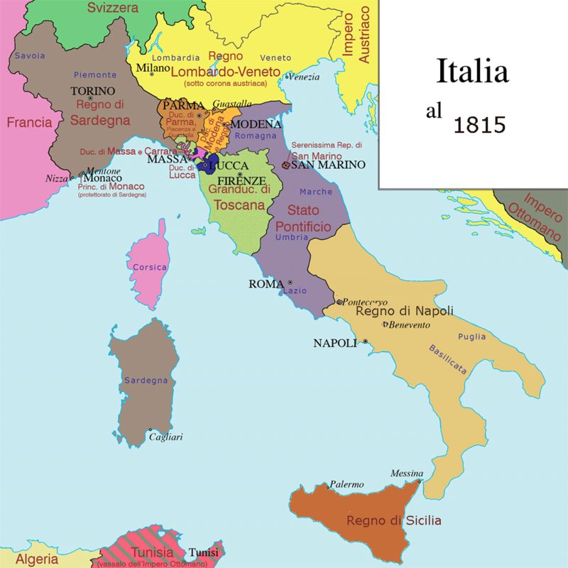 Carte de l'Italie en 1815