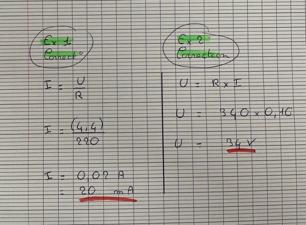 Exercices sur la loi d'ohm