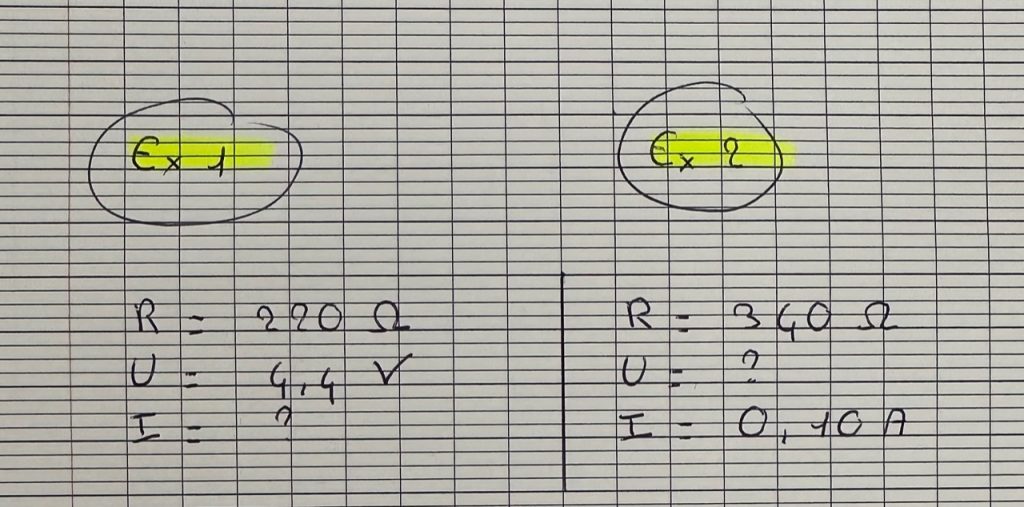 Exercices sur la loi d'ohm