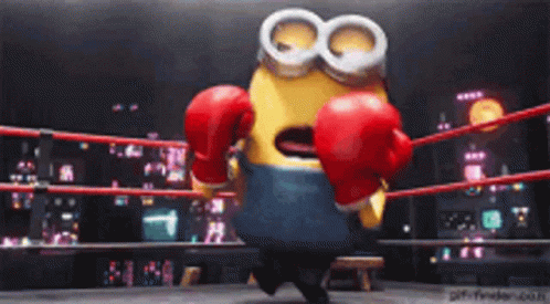 Un minion se bat sur le ring.