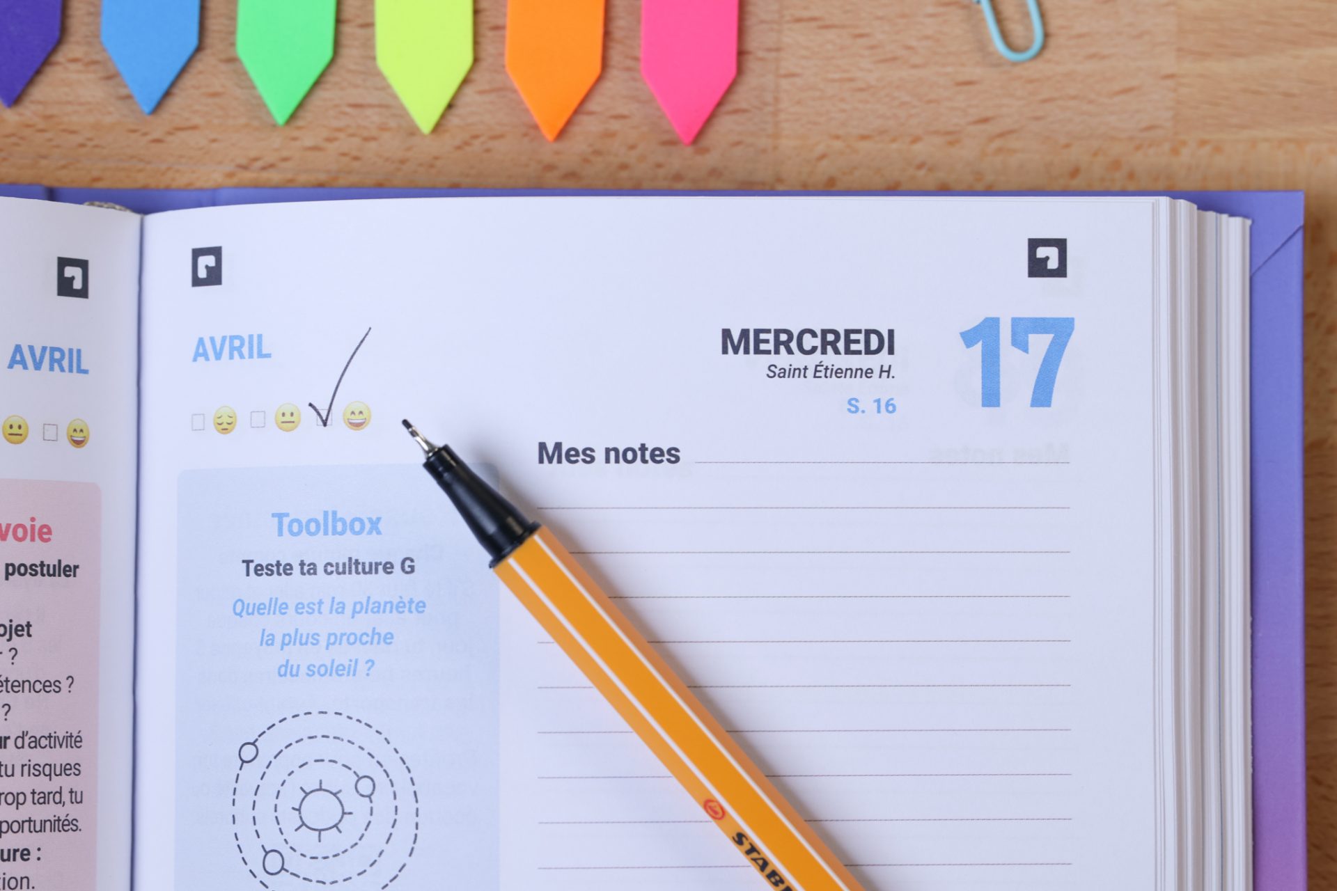 L'humeur du jour, le petit truc en plein de l'agenda scolaire Les Sherpas