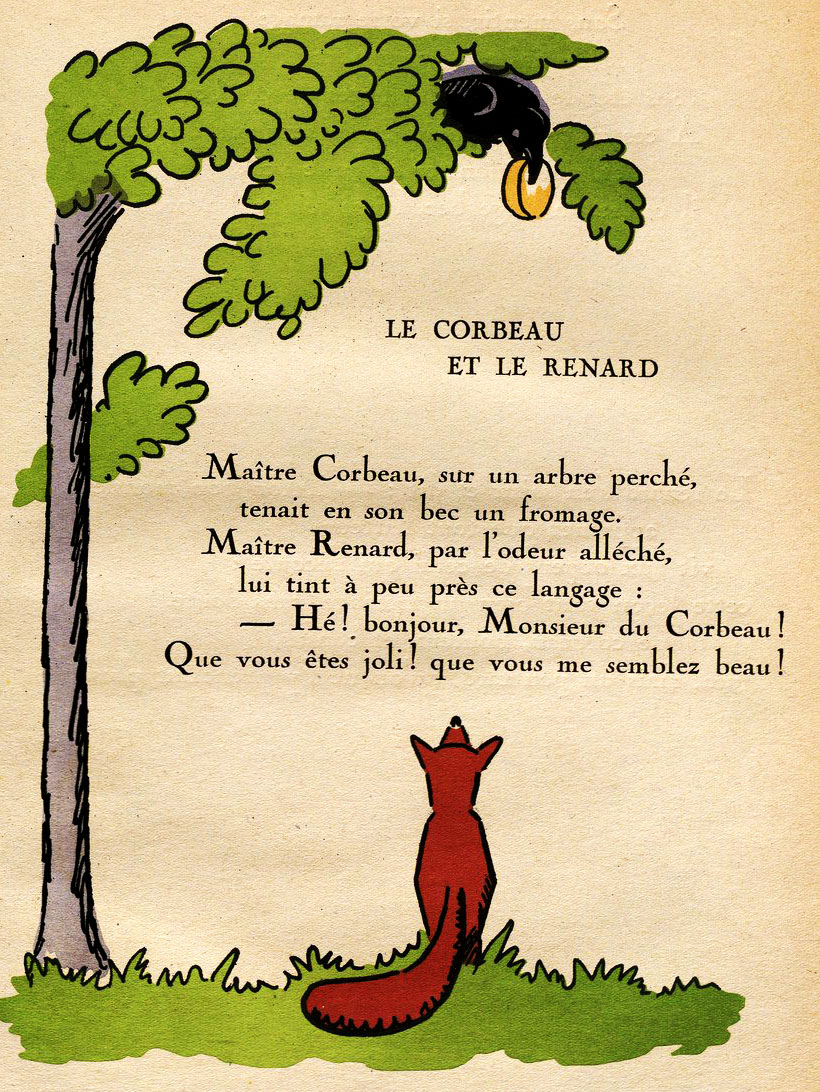 Le corbeau et le renard en couleur
