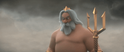 Zeus qui lĂšve les bras en signe de colĂšre contre Adonis, l'amant d'Aphrodite.