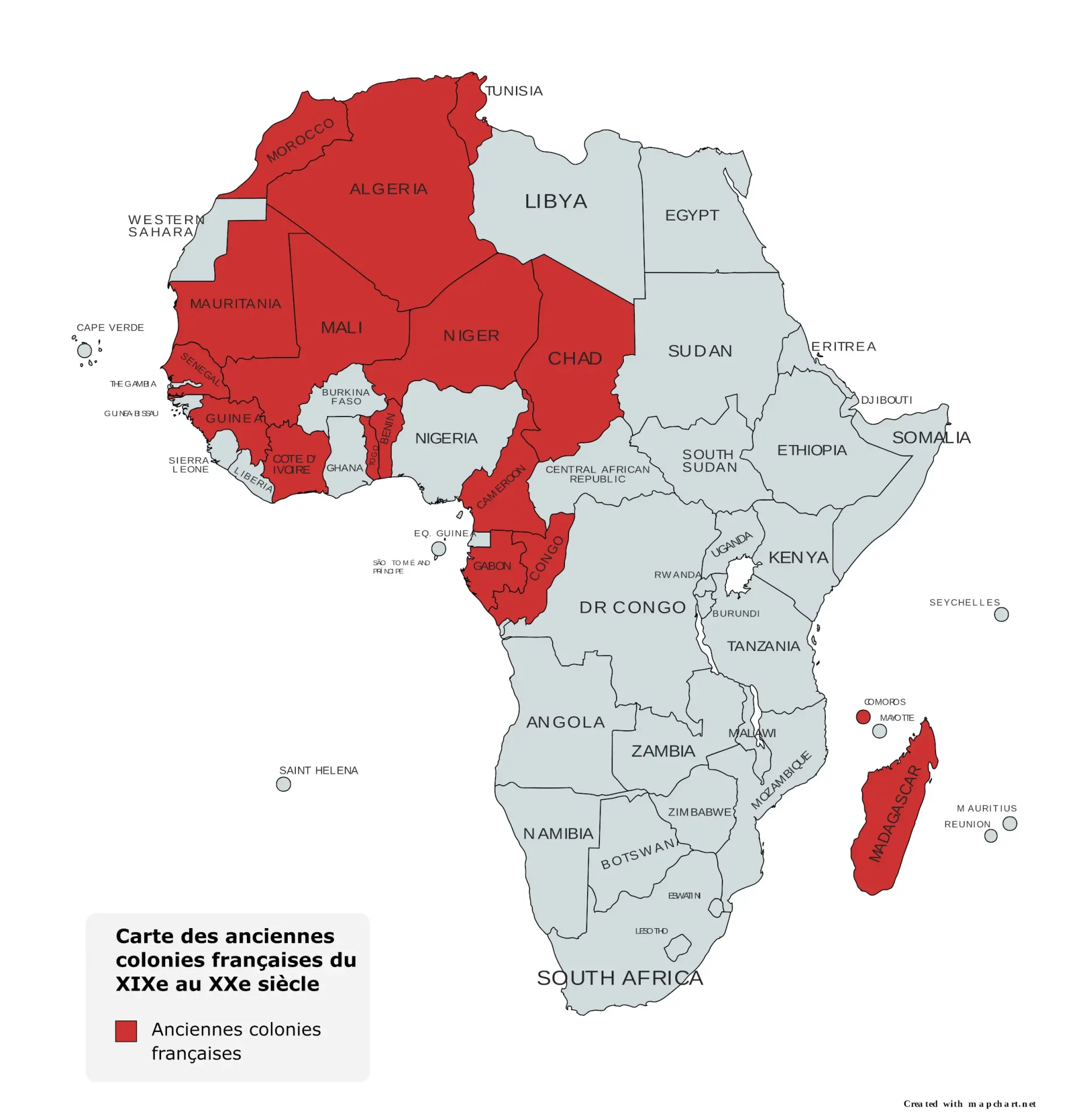 Carte des anciennes colonies françaises