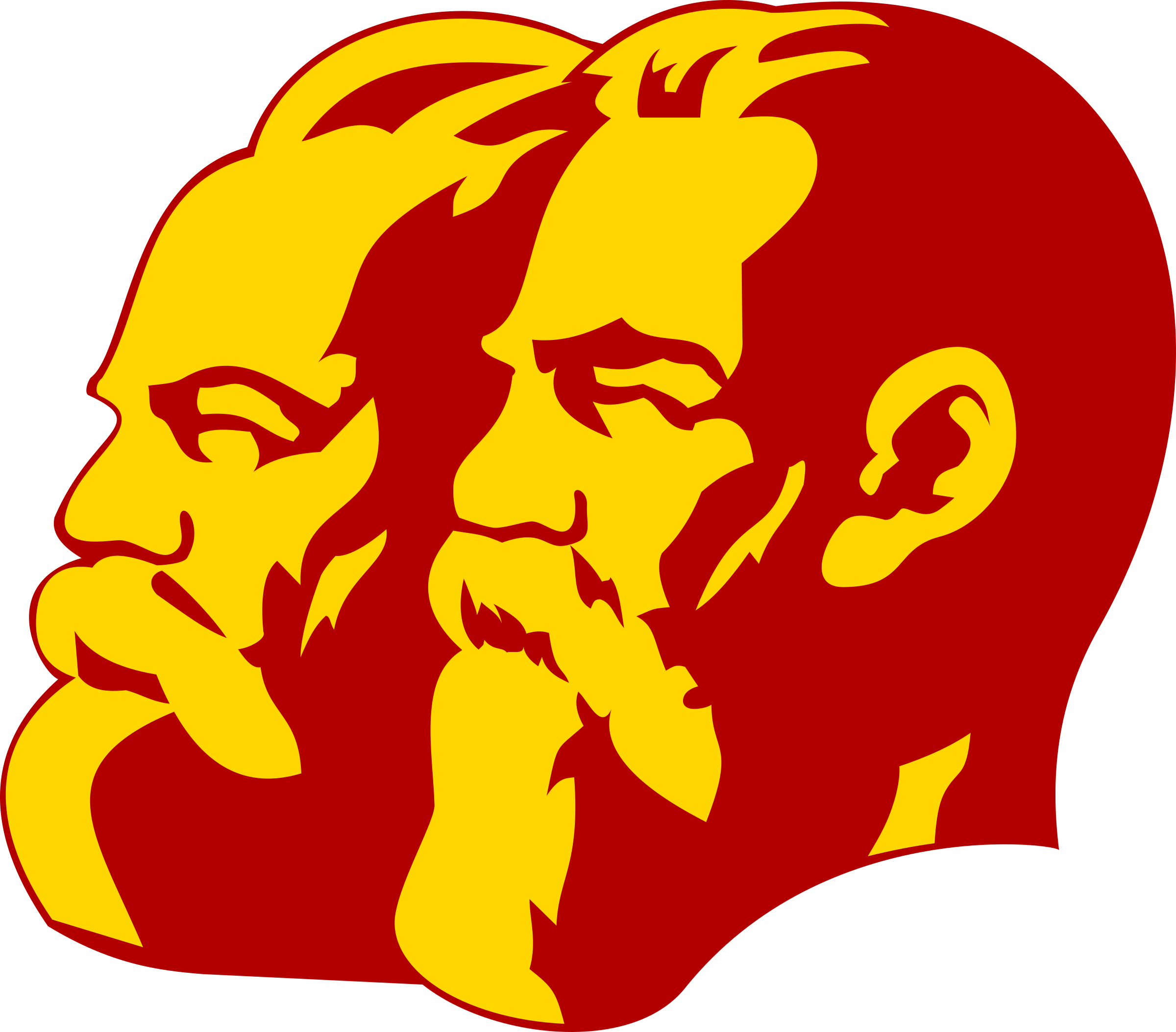 Portrait de Marx et Engels rouge et jaune