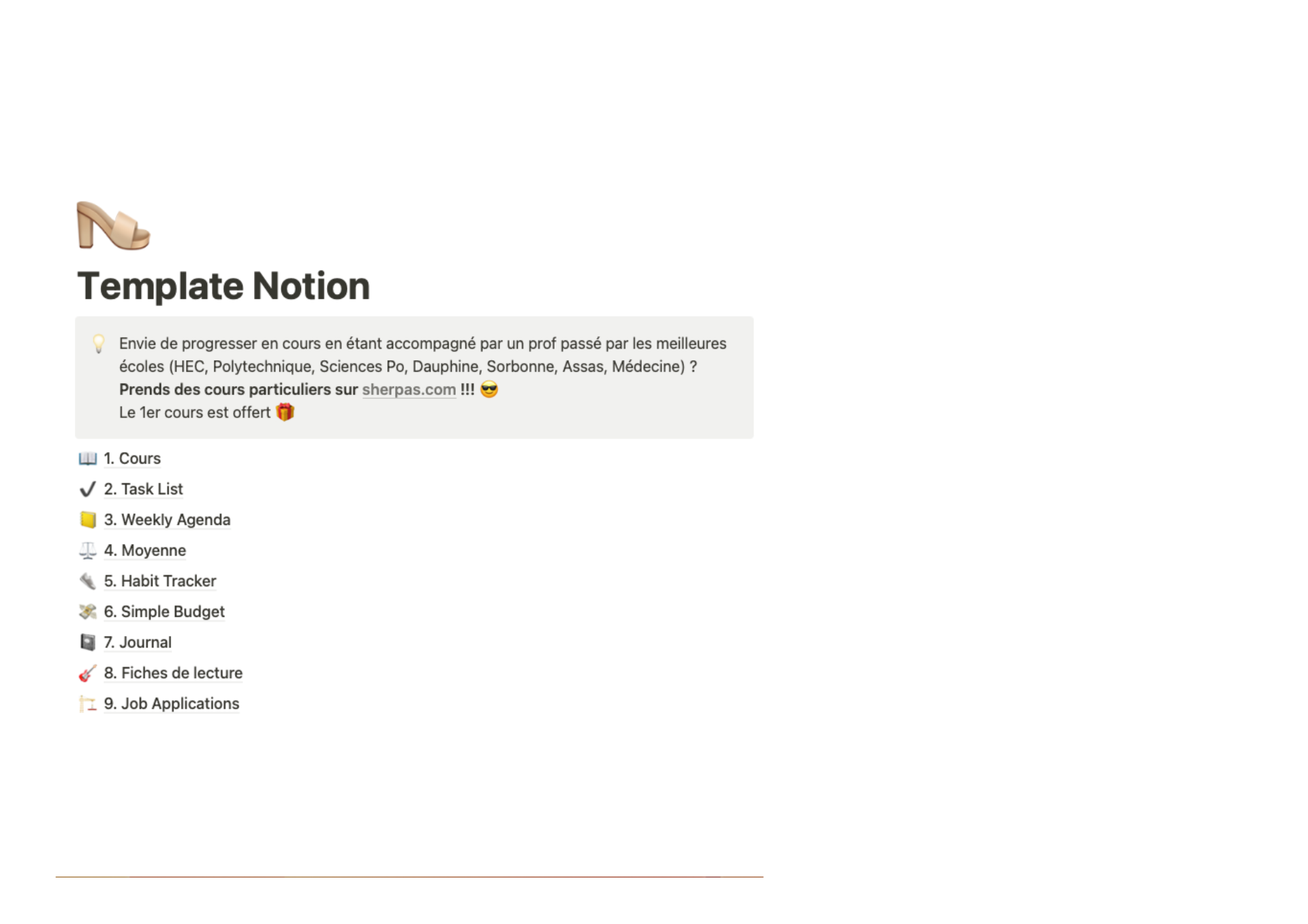 template notion