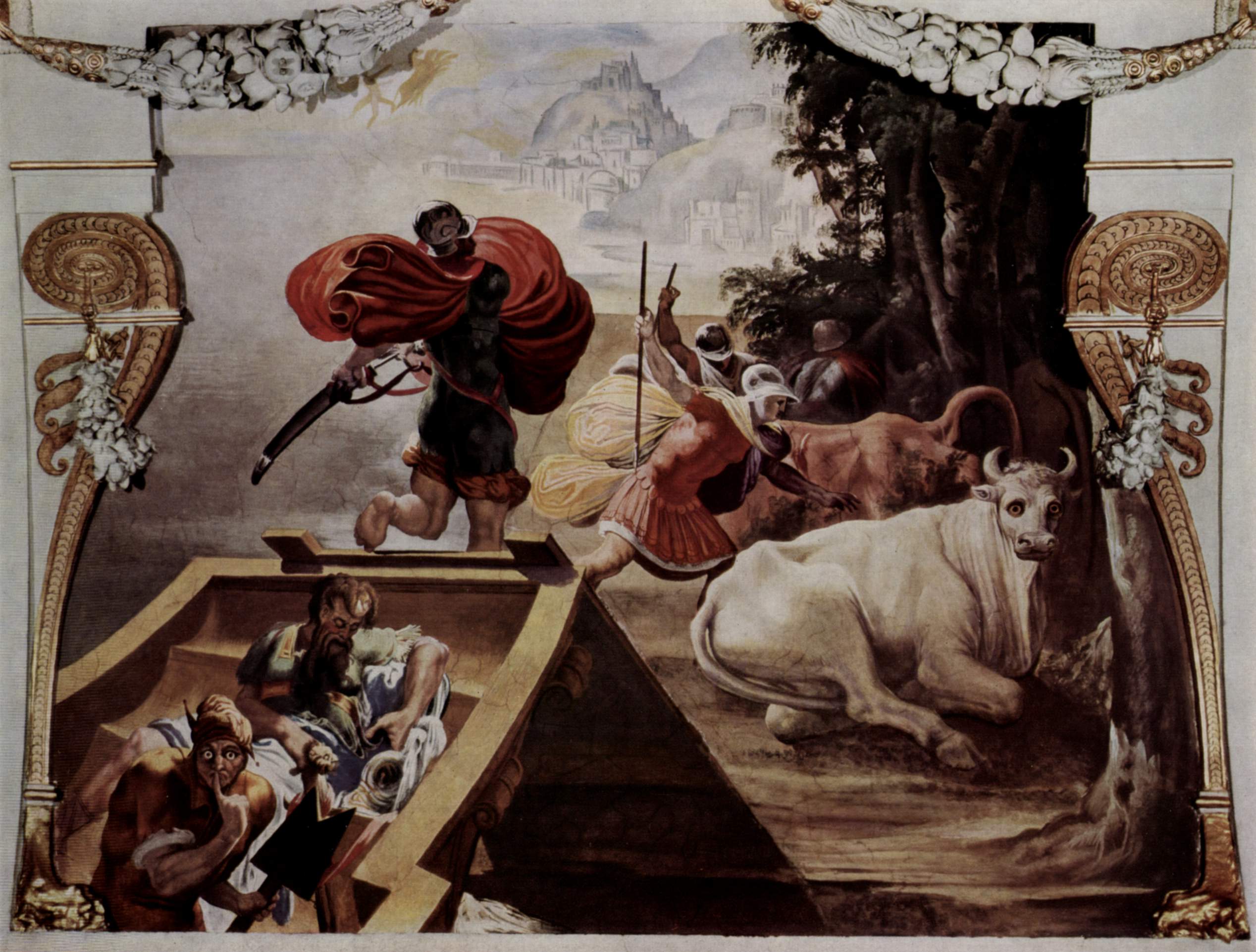 Les Compagnons d’Ulysse volant le bétail d’Hélios, par Pellegrino Tibaldi (1454-1456).