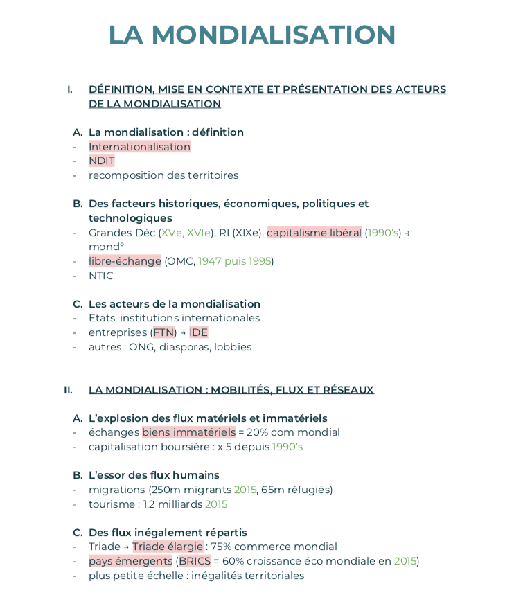 fiche sur la mondialisation