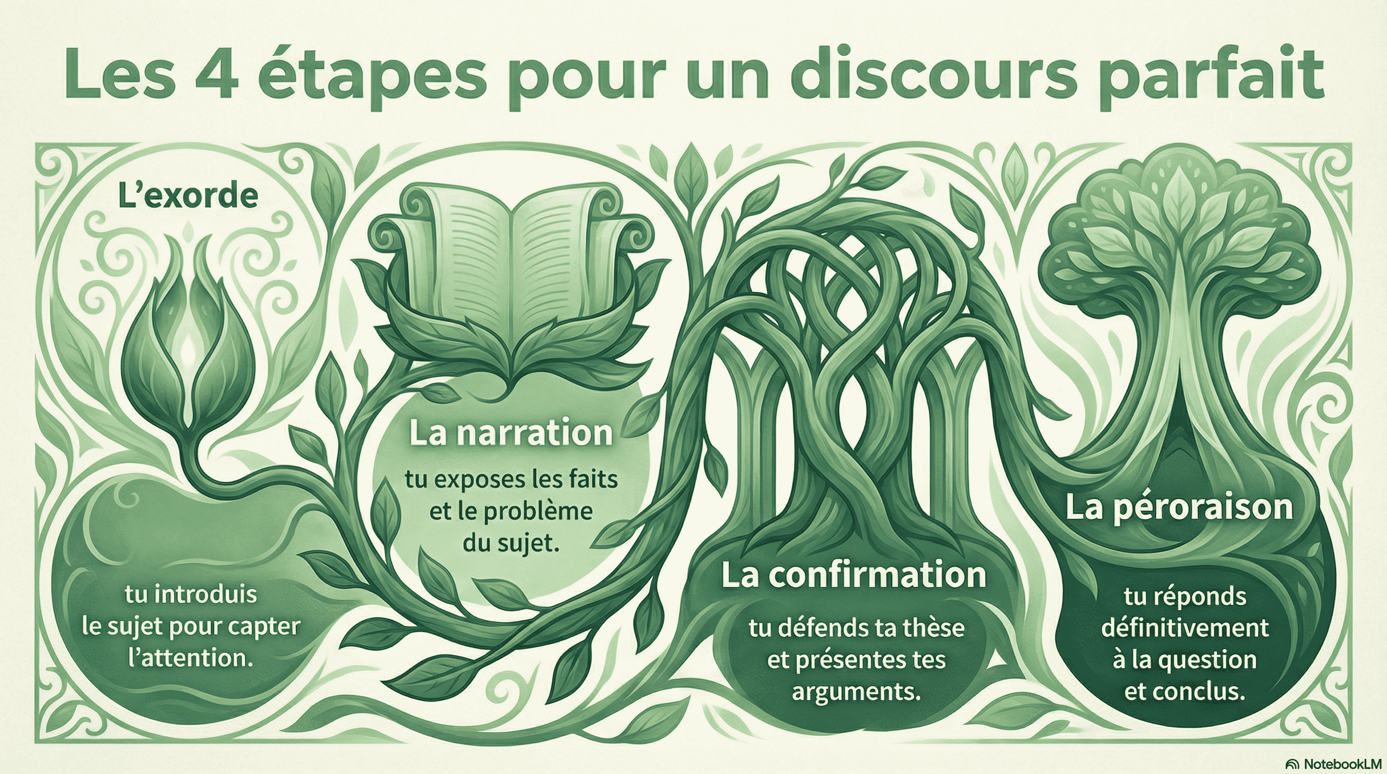 Infographie les 4 étapes pour un discours parfait