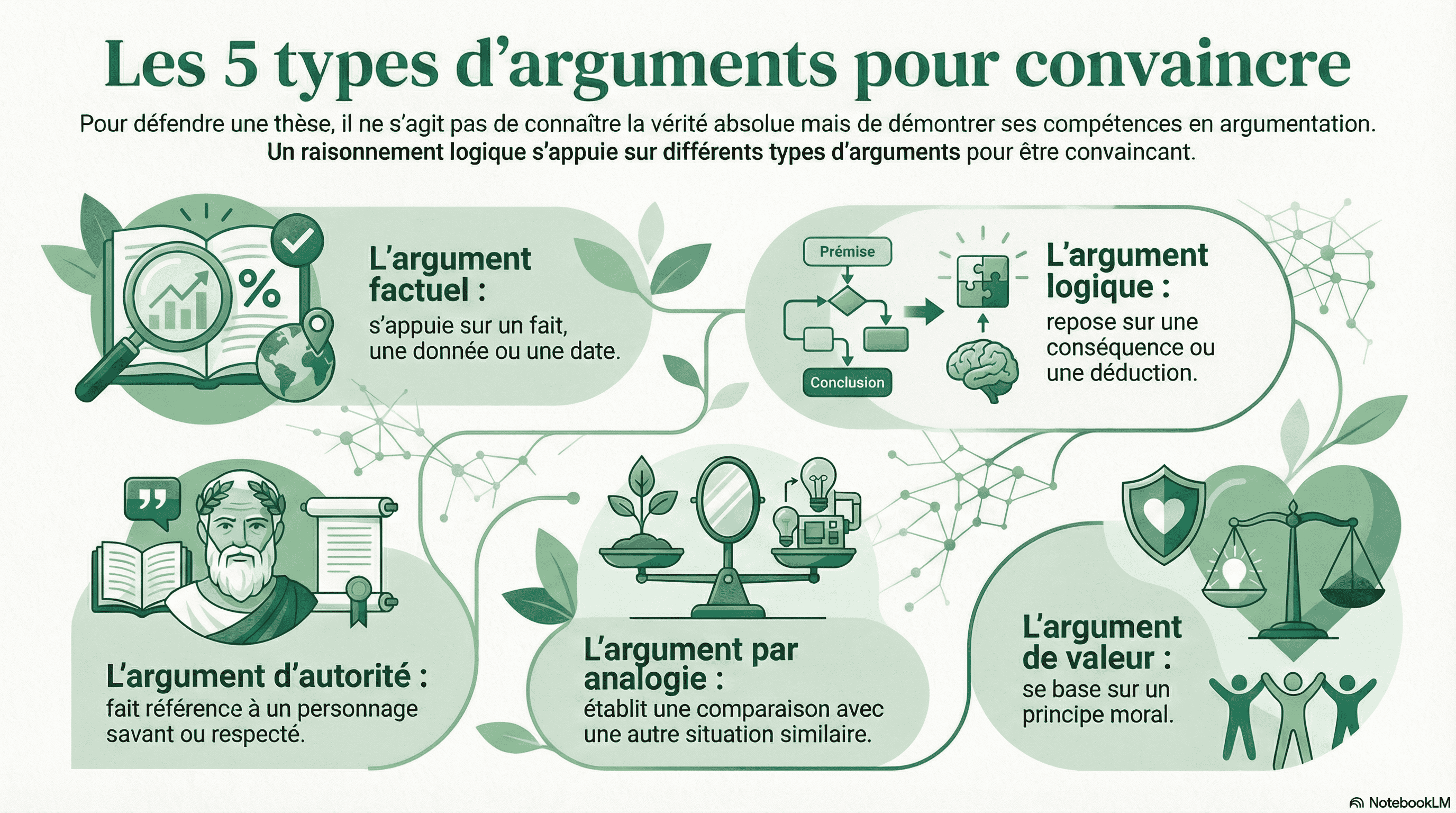 Infographie sur les 5 arguments d'un discours 