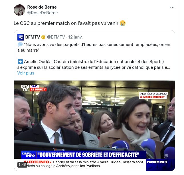 Tweet sur les propos d'Amélie Oudéa-Castéra